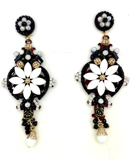 Pendiente hacheta flor cristal